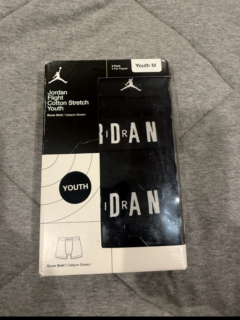 Jordan Youth Boxer Briefs - Black with White Logo